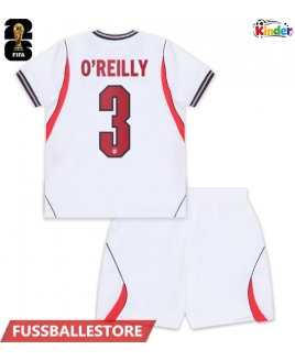 Günstige England Nico O'Reilly #3 Heimtrikotsatz Kinder WM 2026 Kurzarm (+ Kurze Hosen)